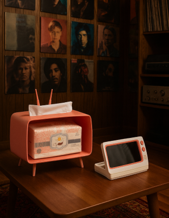 Fun Cute TV Tissue Box Holder – Multifunctional Retro Style (Pink)