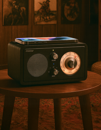 Classic Dial Wireless Charging Radio Retro Bluetooth Speaker (Black)